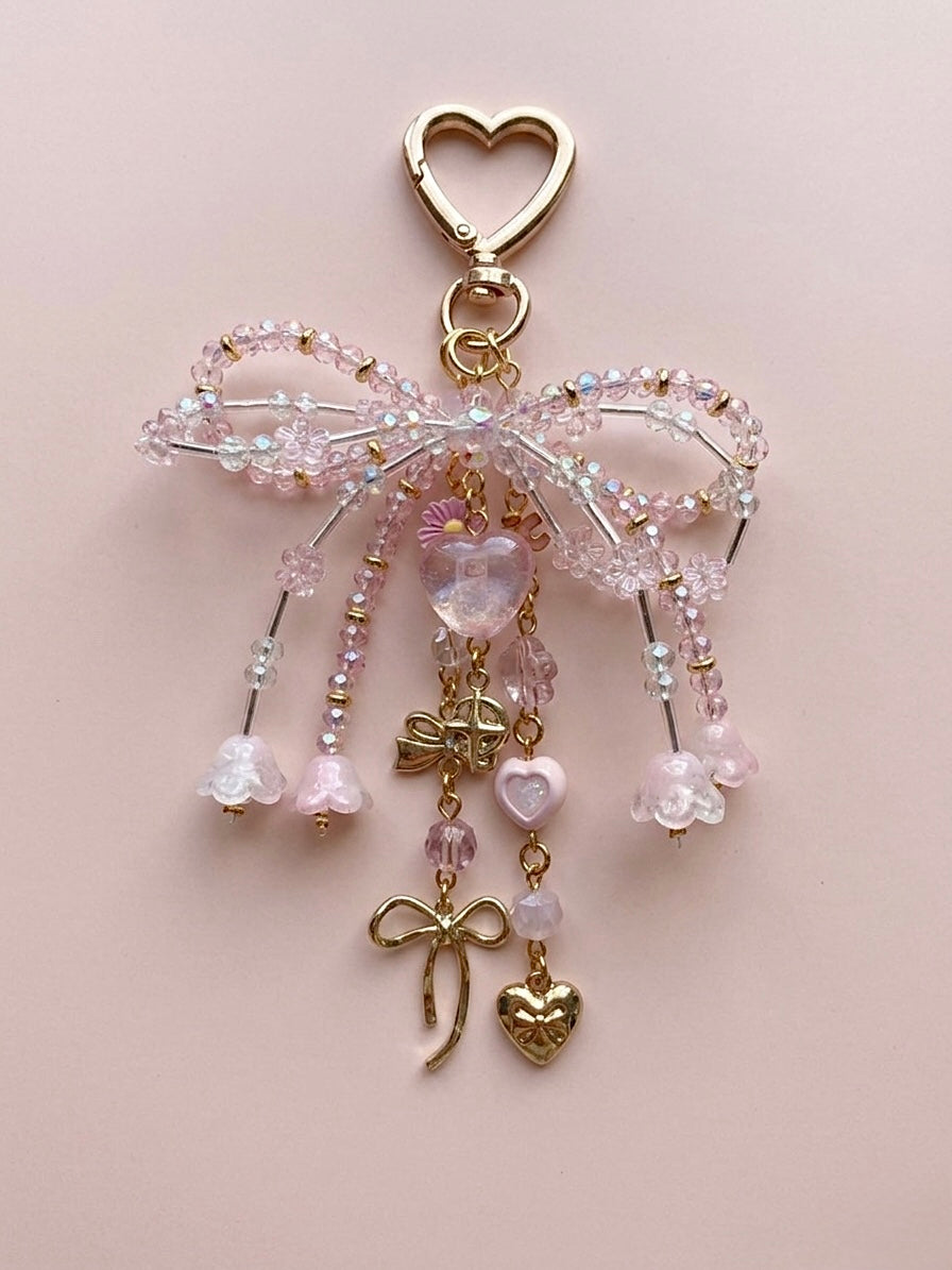 Crystal Bow dangle bag charm