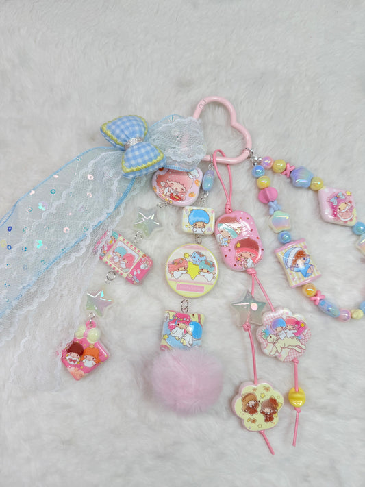 Little Twin Stars bag charm stack