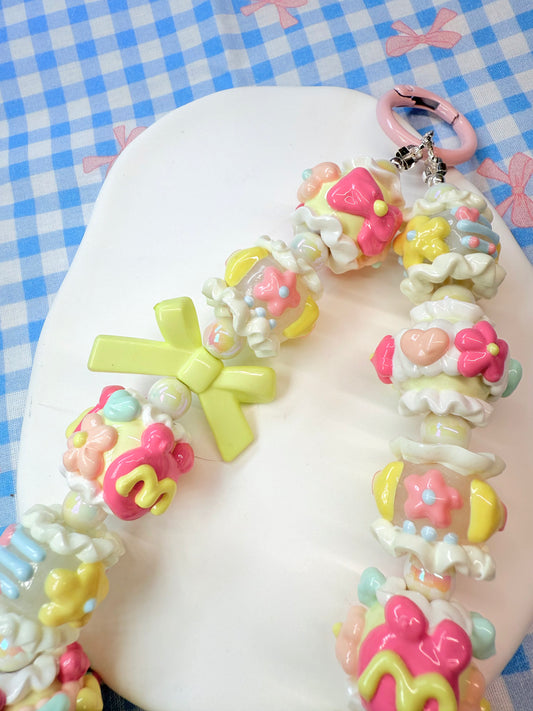 Pastel mix full handpainted bag charm