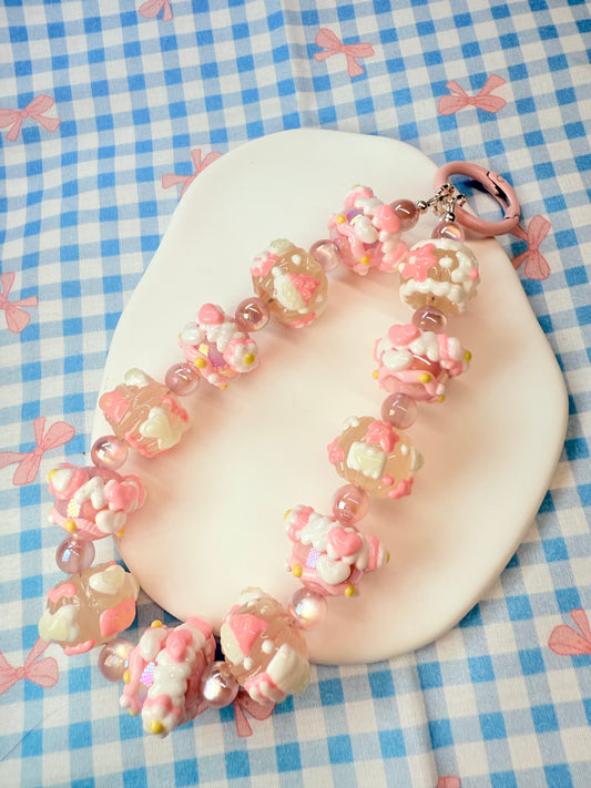 Pink full handpainted bag charm