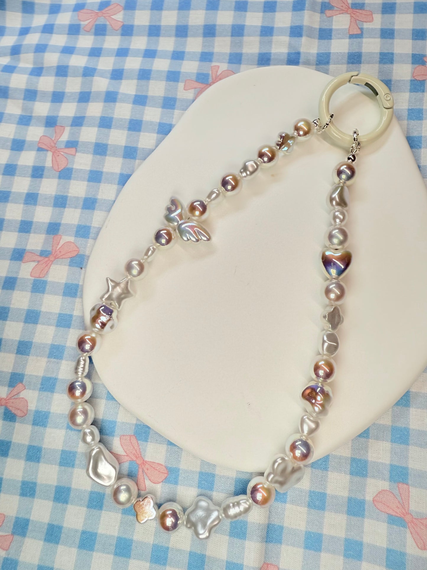 Dainty pearl phone charm