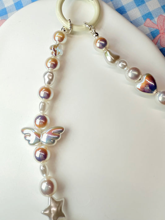 Dainty pearl phone charm