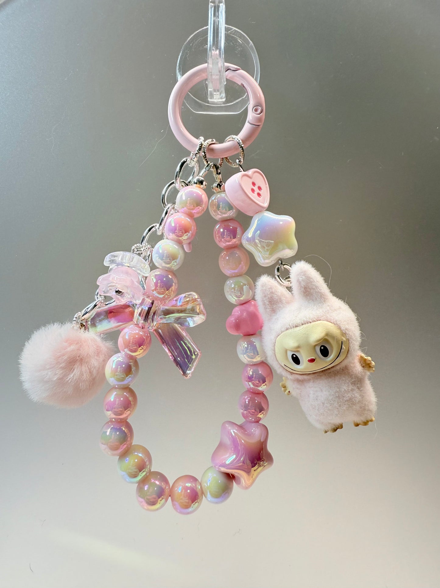 Labubu flocked beanie dangle bag charm