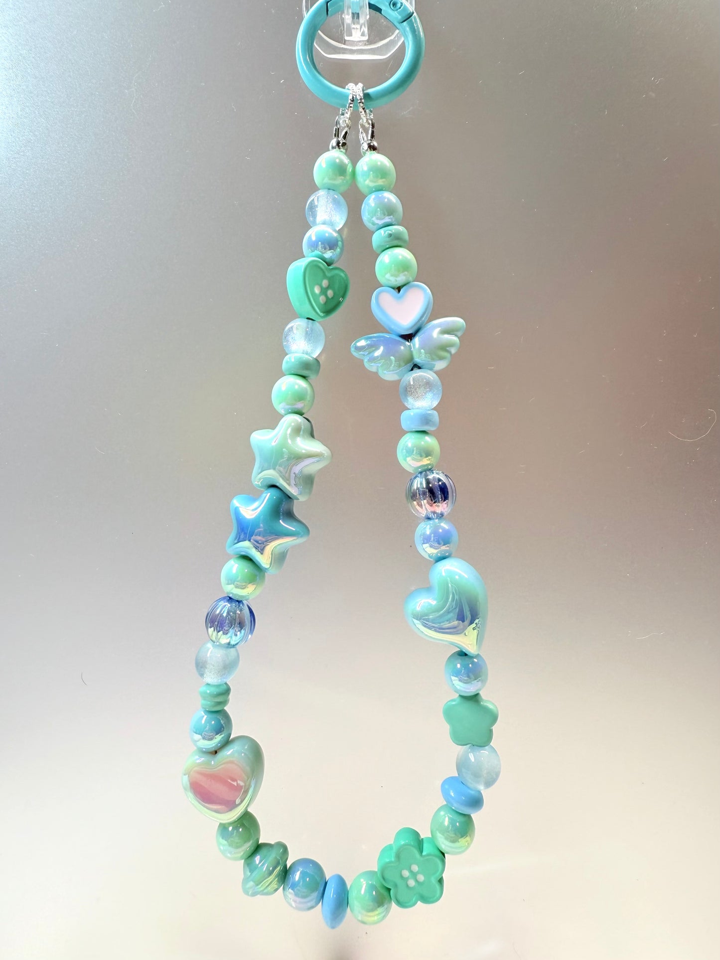 Dainty teal phone charm