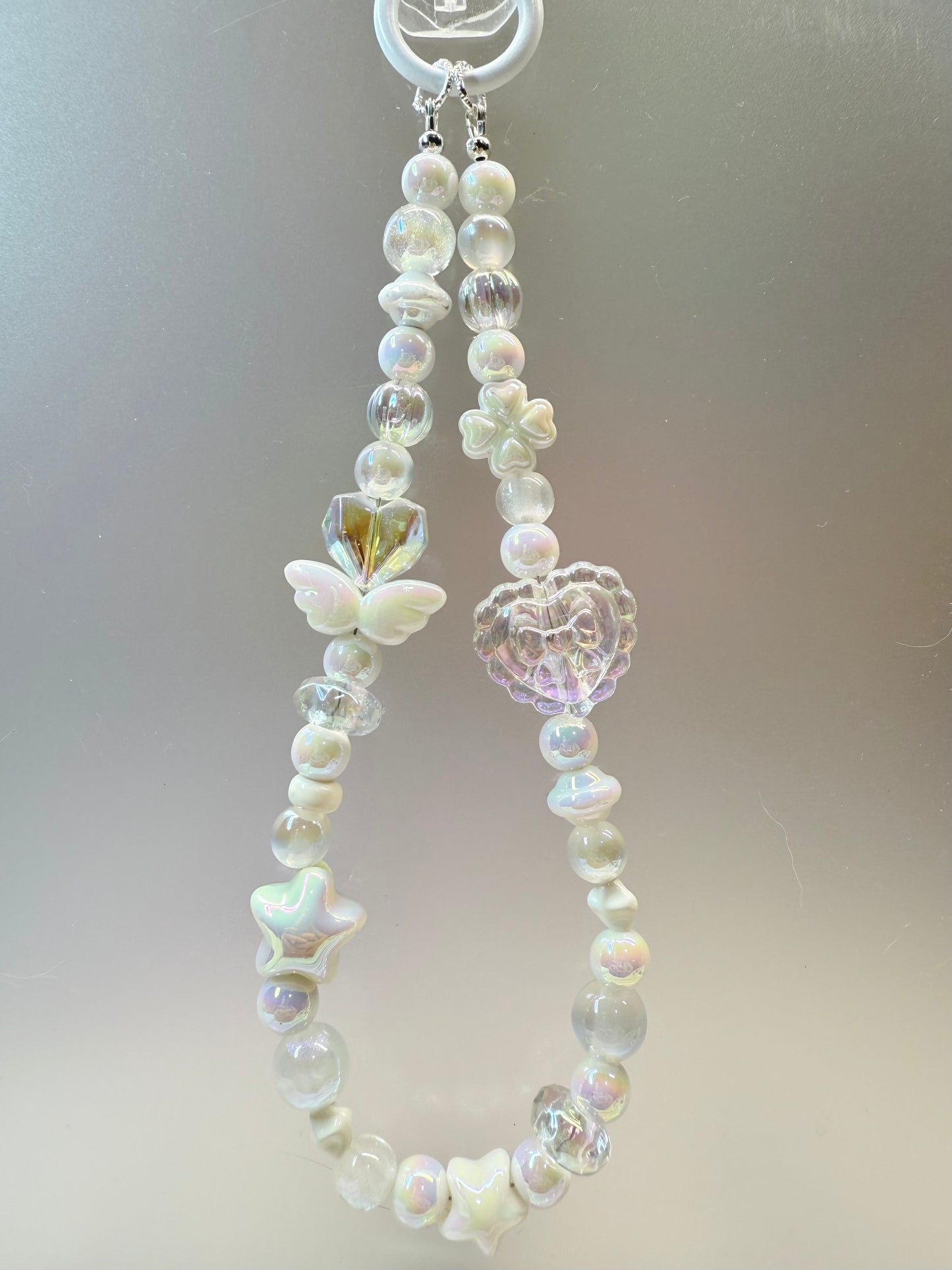 Dainty white phone charm