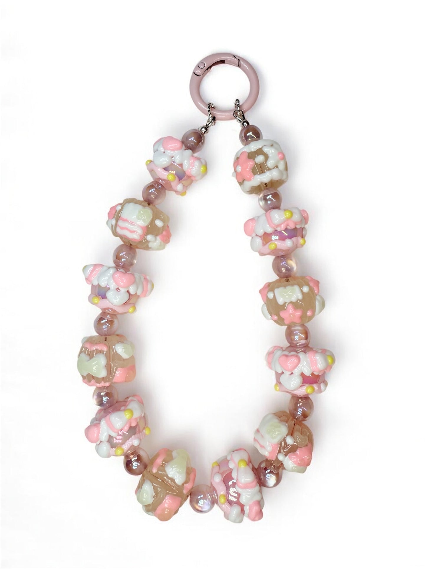 Pink full handpainted bag charm