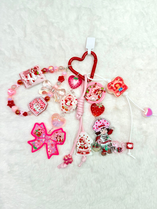 Strawberry Shortcake bag charm stack
