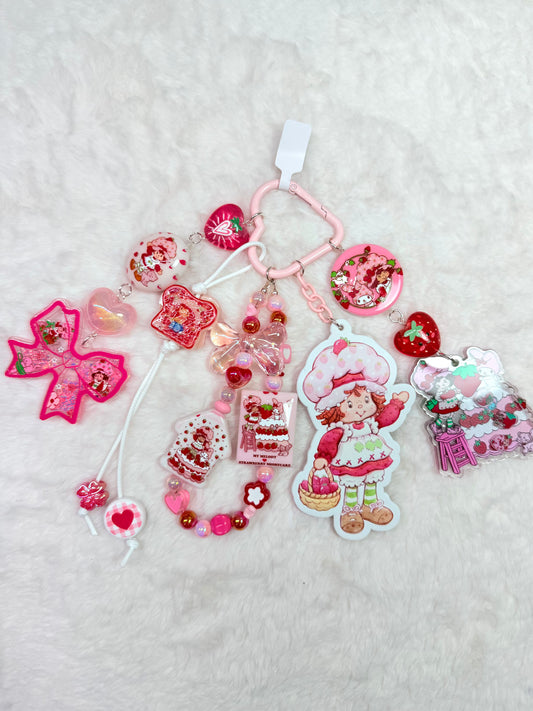 Strawberry Shortcake x My Melody bag charm stack