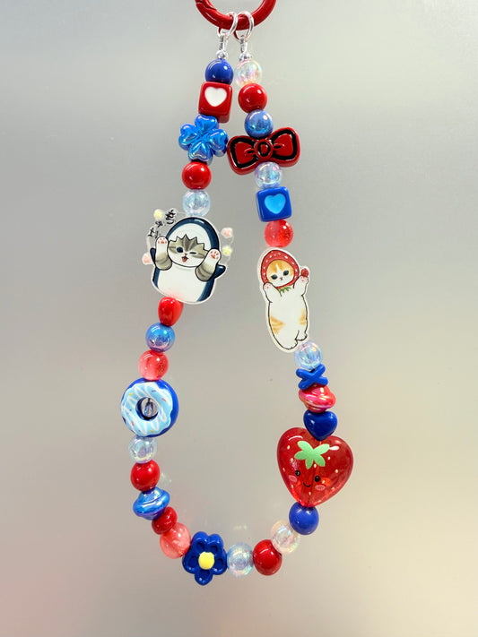 Mofusand Cats navy & red dainty strap