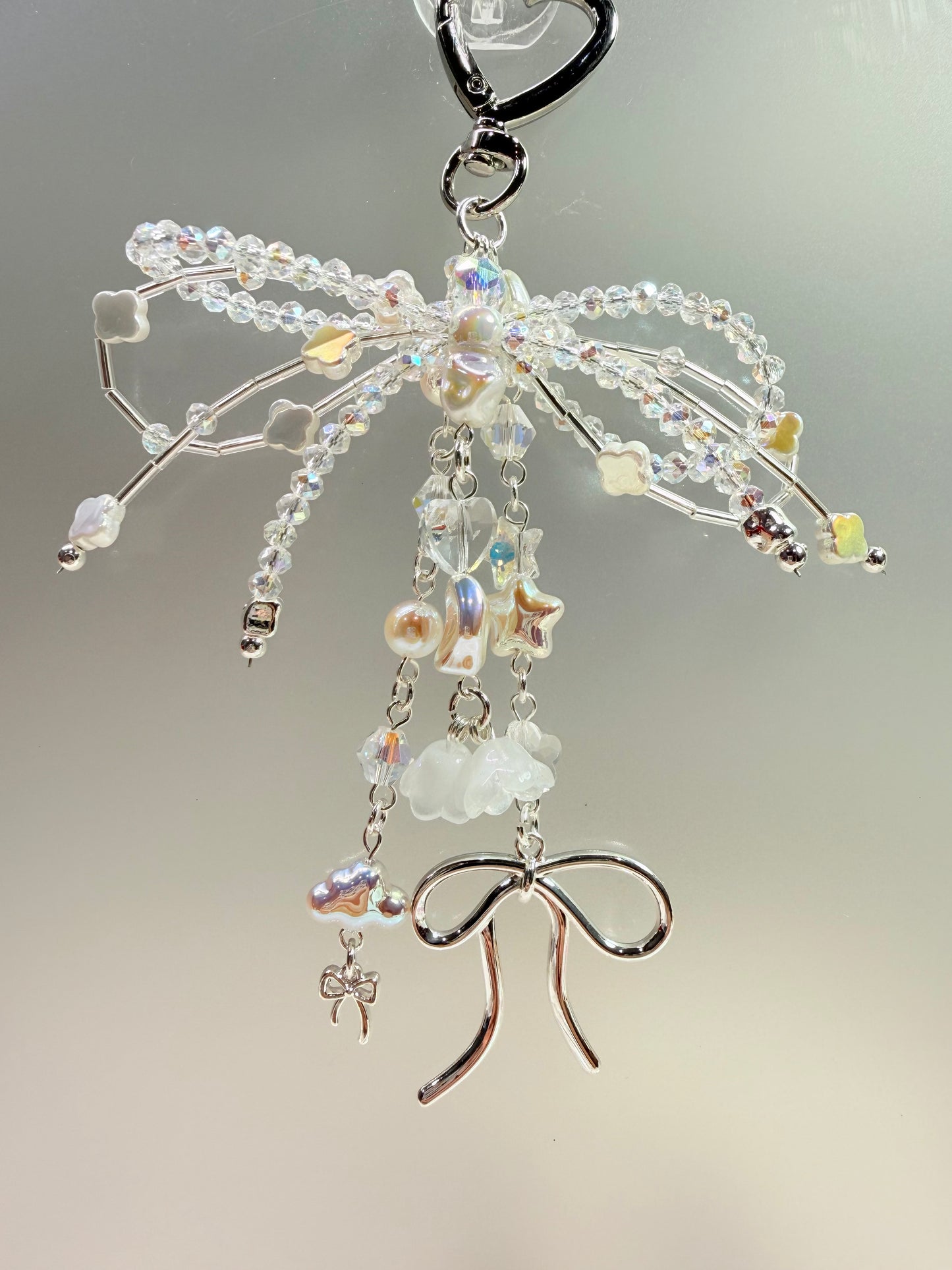 Crystal bow dangle bag charm