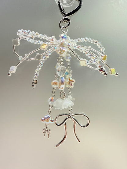 Crystal bow dangle bag charm
