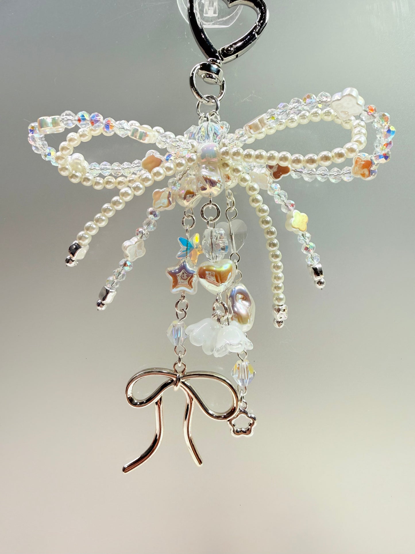 Crystal bow dangle bag charm