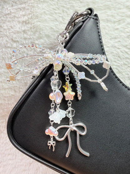 Crystal bow dangle bag charm