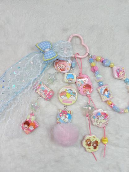 Little Twin Stars bag charm stack