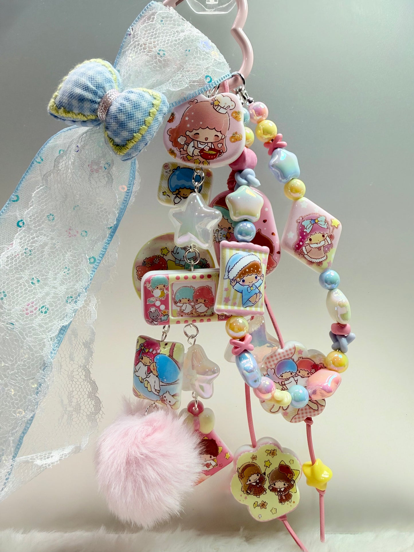 Little Twin Stars bag charm stack