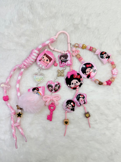 Monchhichi bag charm stack
