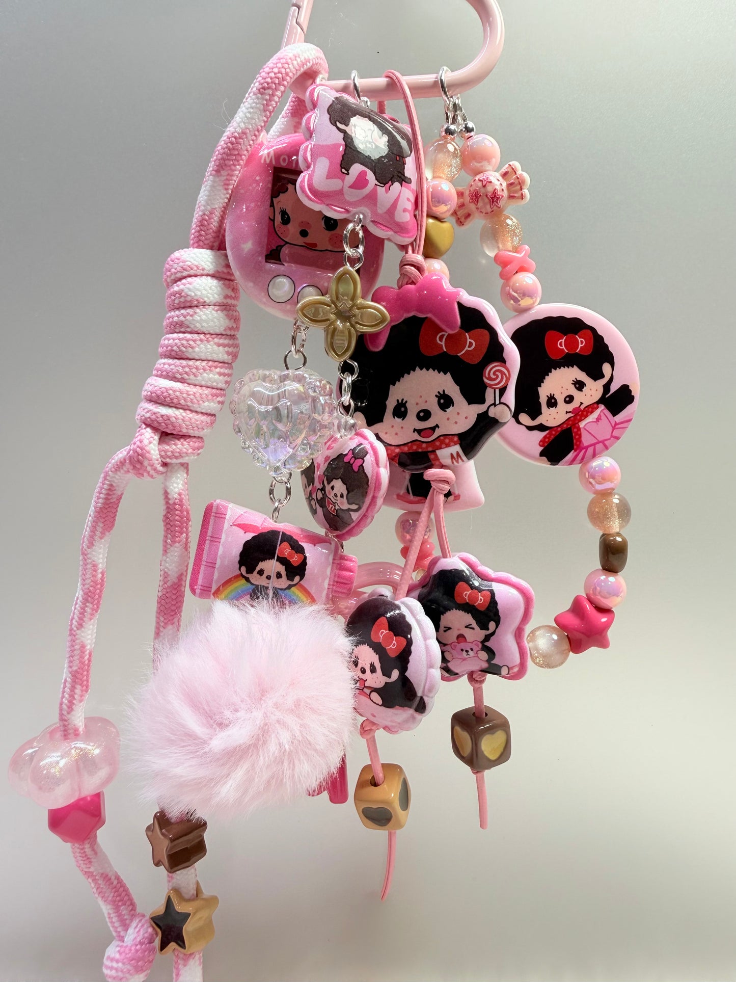 Monchhichi bag charm stack