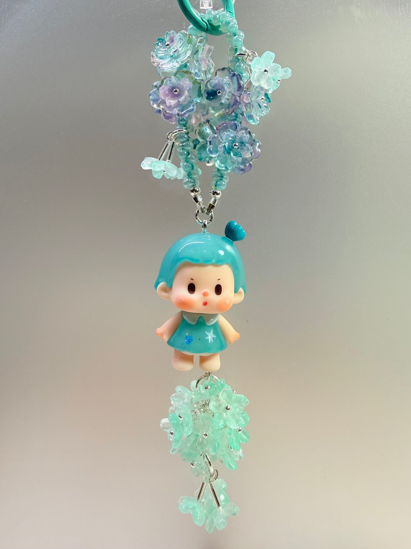 Buer teal flowers charm