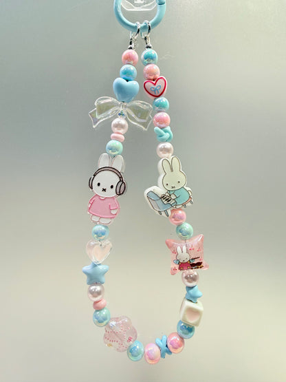 Miffy pink & blue phone charm strap