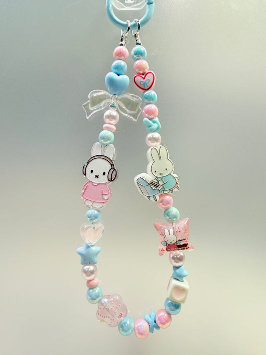 Miffy pink & blue phone charm strap
