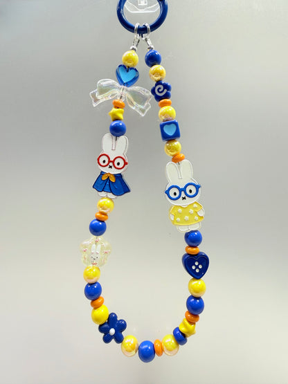 Miffy blue & yellow phone charm strap