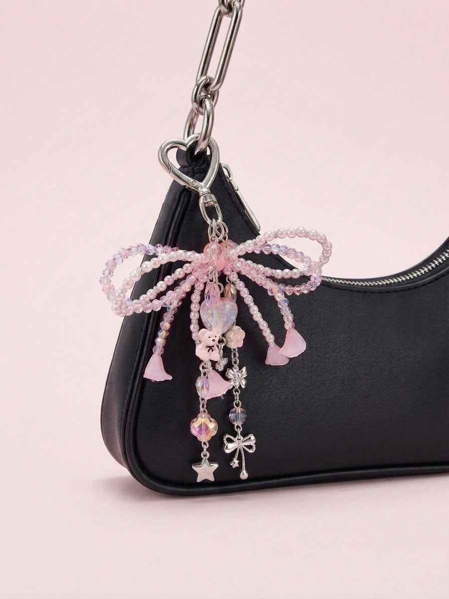 Crystal Bow dangle bag charm