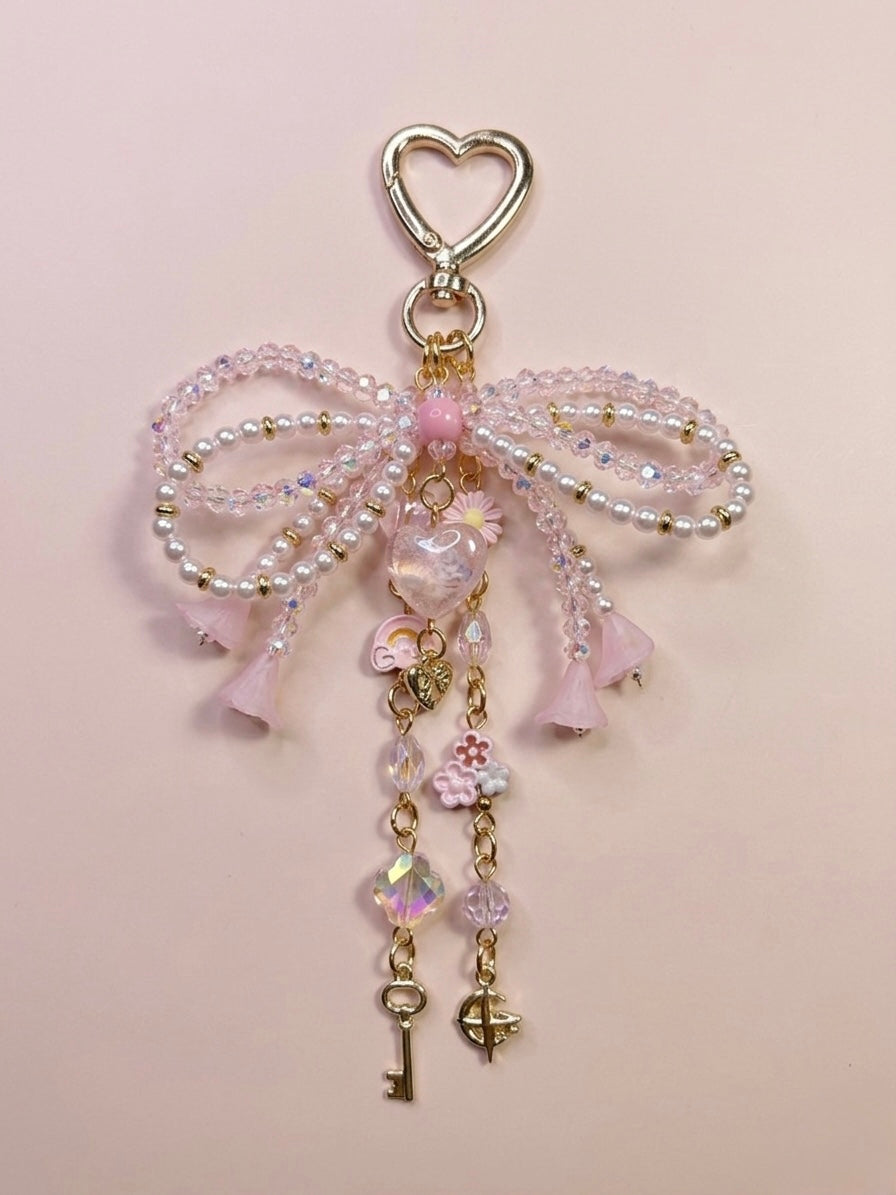 Crystal Bow dangle bag charm