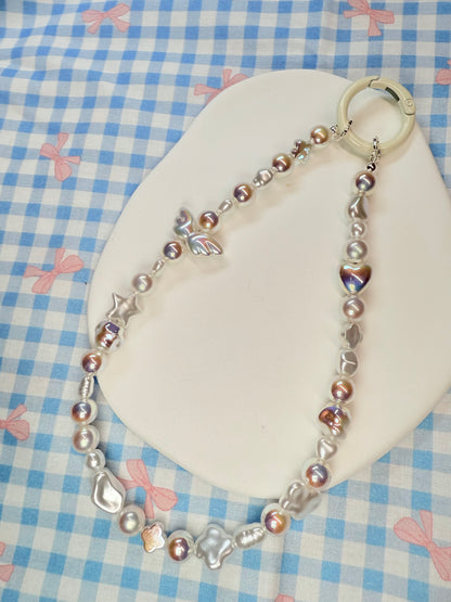 Dainty pearl phone charm