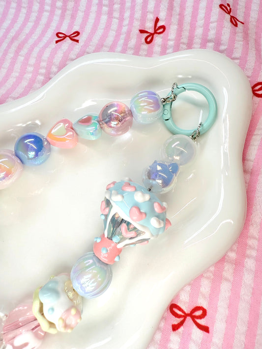 Chonky pink & blue bag charm