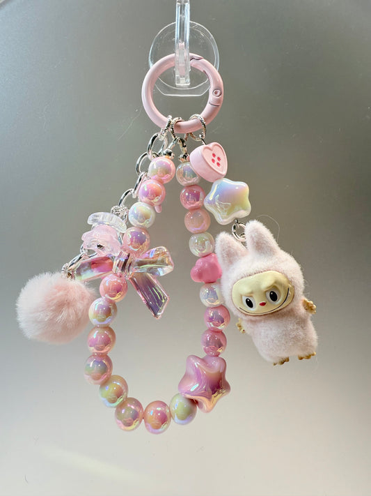 Labubu flocked beanie dangle bag charm