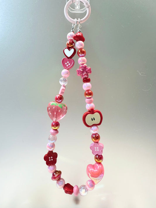 Dainty pink red phone charm