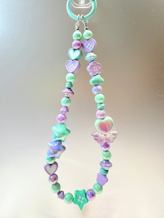 Dainty teal purple phone charm