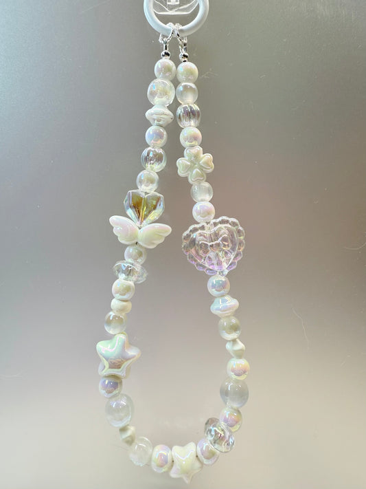 Dainty white phone charm