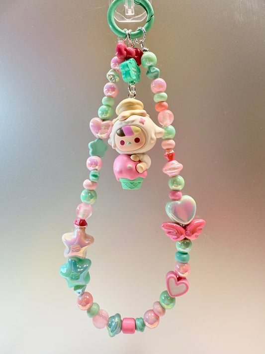Popmart Pucky pink & teal phone charm strap