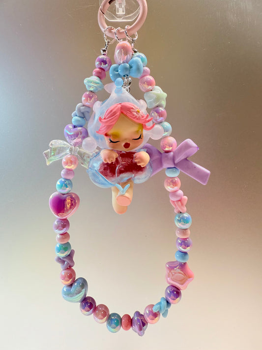 Popmart Skull Panda pastel phone charm strap