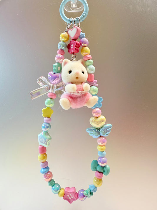 Sylvanian Families baby cat pastel phone charm strap