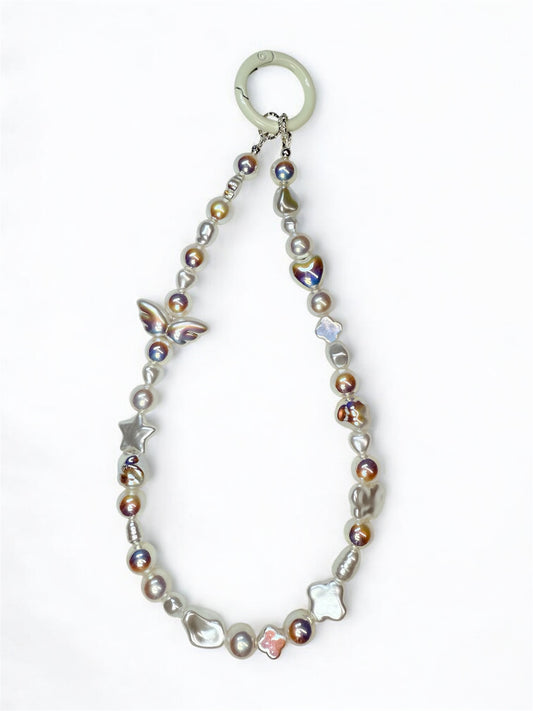 Dainty pearl phone charm