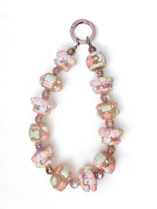 Pink full handpainted bag charm