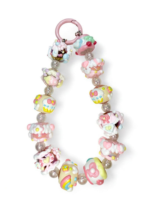 Colourful pastel full handpainted bag charm