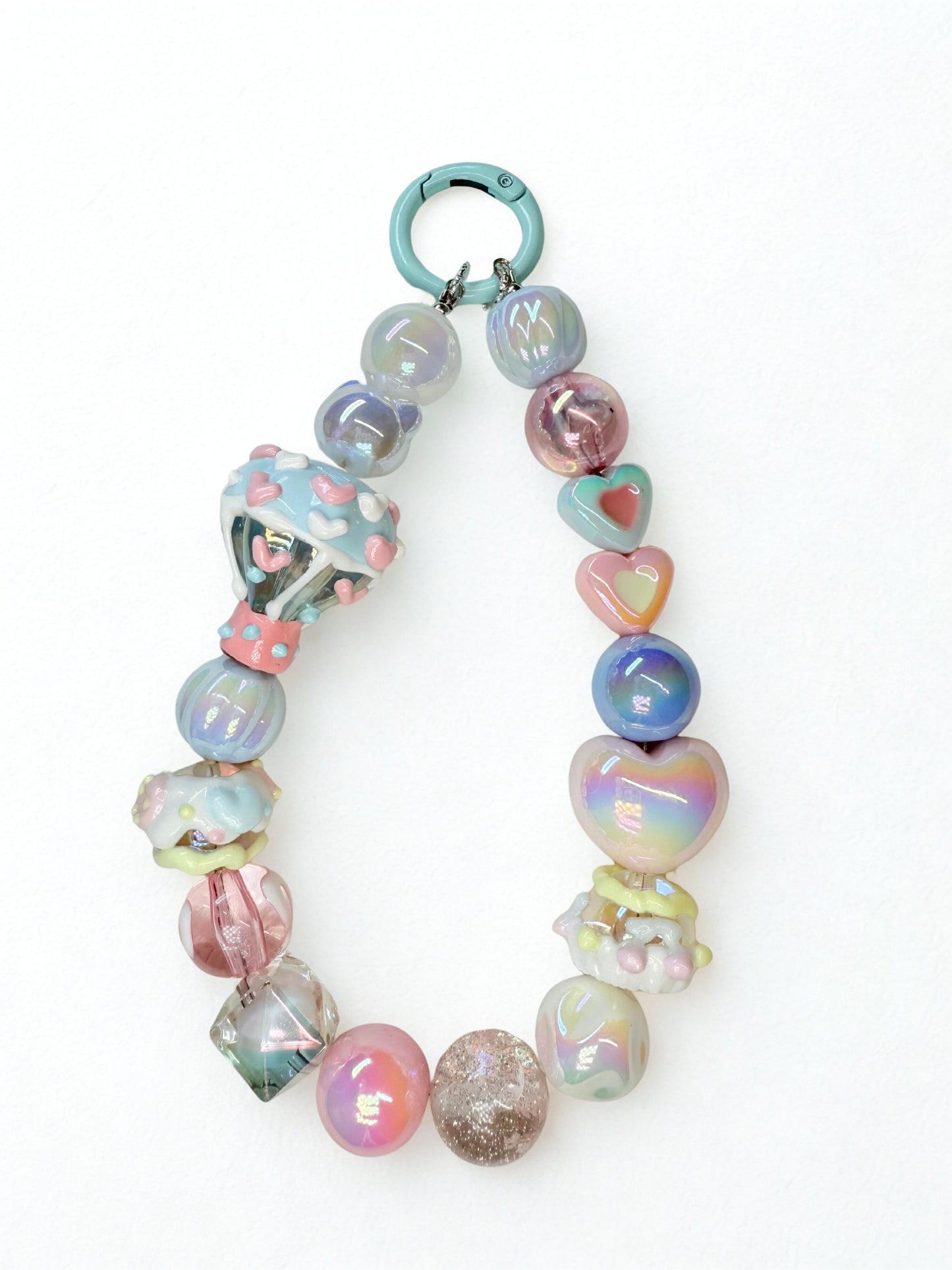 Chonky pink & blue bag charm