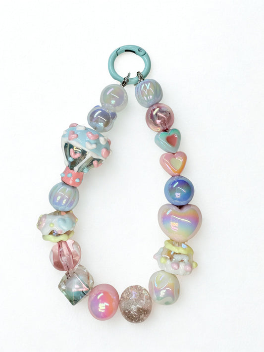 Chonky pink & blue bag charm