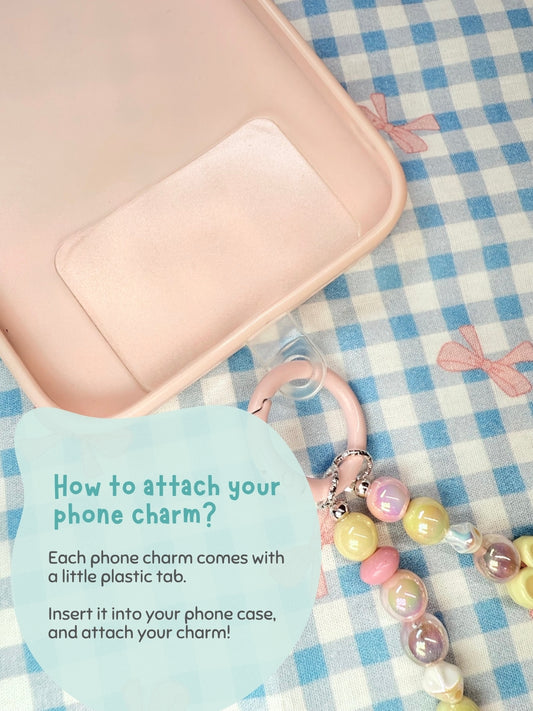 Pearly gold phone charm strap